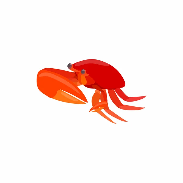 Cangrejo rojo con grandes garras icono, estilo de dibujos animados — Vector de stock