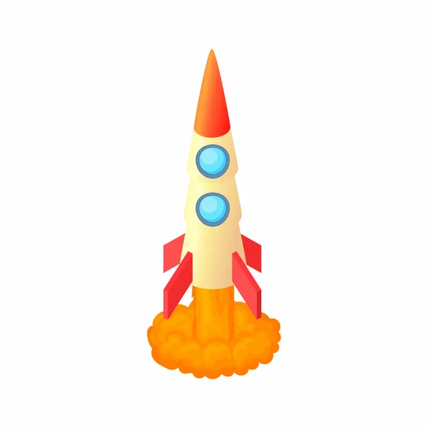 Icono de cohete de avión, estilo de dibujos animados — Vector de stock