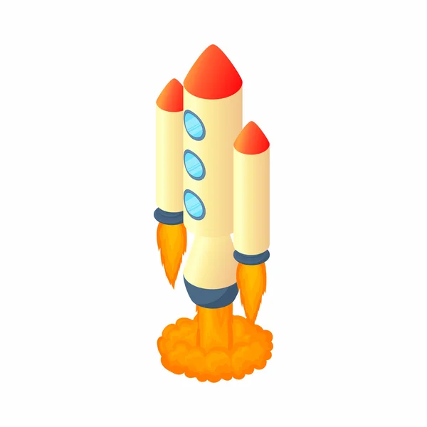 Multi etapa cohete icono, estilo de dibujos animados — Vector de stock