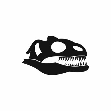 Kafatası dinozor simgesinin, basit tarzı