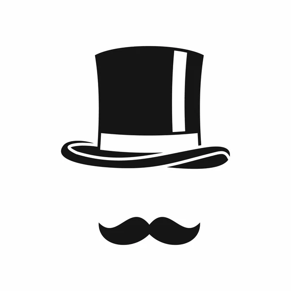 Cilindro y bigotes icono, estilo simple — Vector de stock