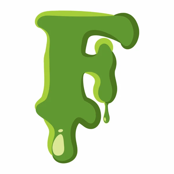 Letra F hecha de limo verde — Vector de stock
