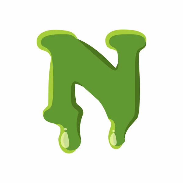 Písmeno N z zelený sliz — Stockový vektor
