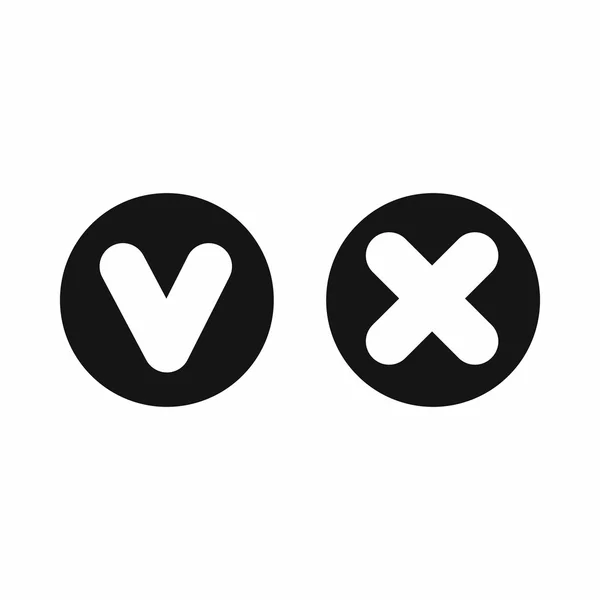 Fat tick et croix dans les cercles icône, style simple — Image vectorielle