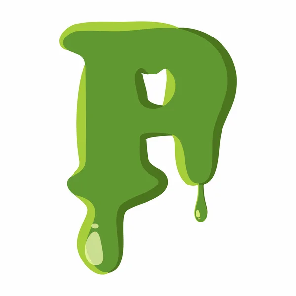 緑のスライムの P の文字 — ストックベクタ