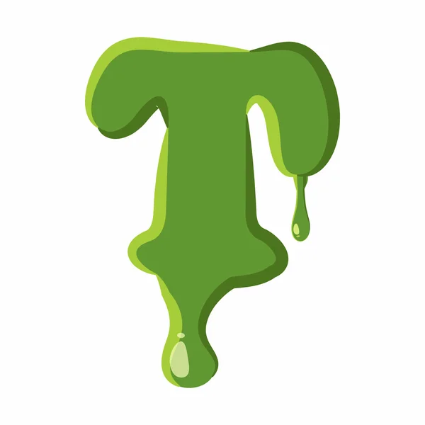 Dopis T z zelený sliz — Stockový vektor