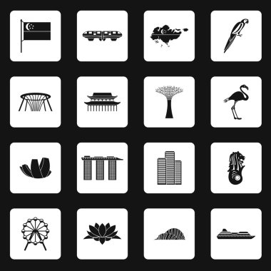 Basit tarzda Singapur Icons set
