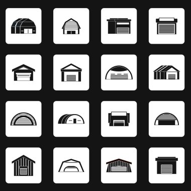 Basit tarzda hangar Icons set