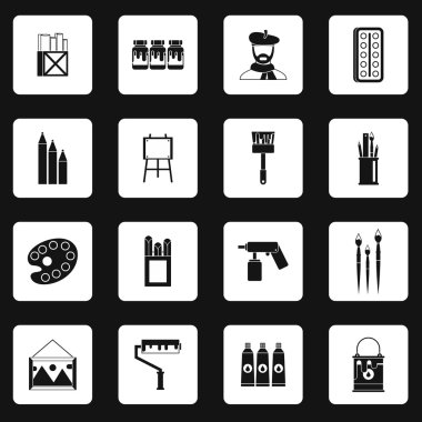 Sanatçı studio Icons set, basit tarzı