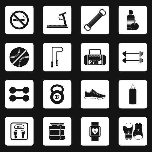 Fitness icons set, simple style — Stock Vector