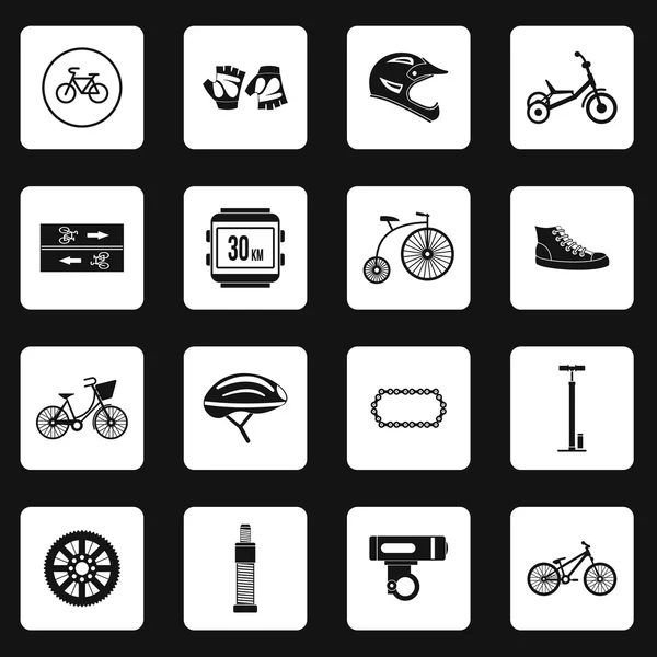 Ensemble d'icônes de vélo, style simple — Image vectorielle