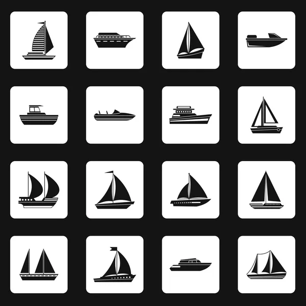 Żeglarstwo statek zestaw ikon, prosty styl — Wektor stockowy