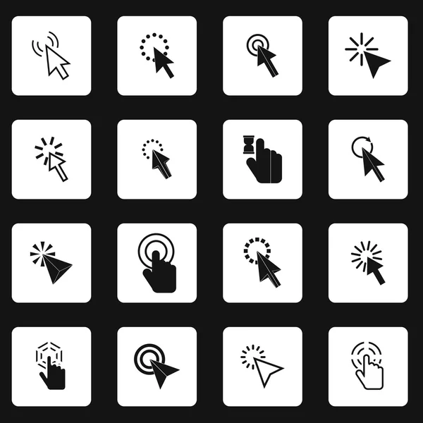 Pixel mouse cursor icons set, simple style — Stock Vector