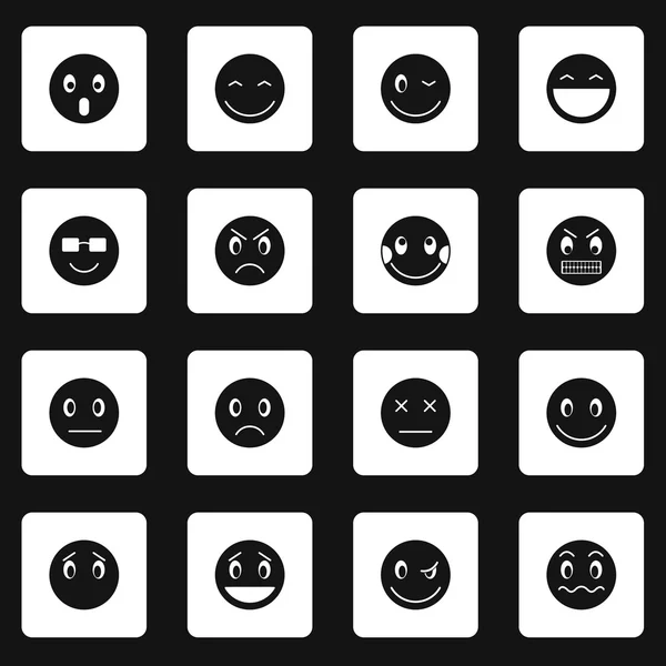 Conjunto de iconos de sonrisa, estilo simple — Archivo Imágenes Vectoriales