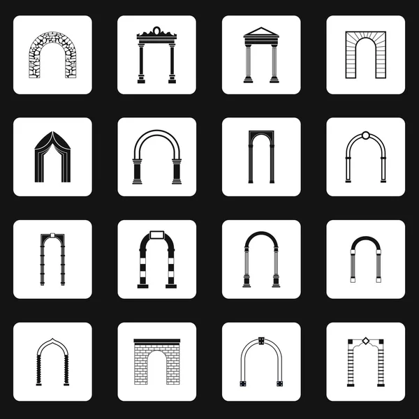 Arch icons set in simple style — Stock Vector