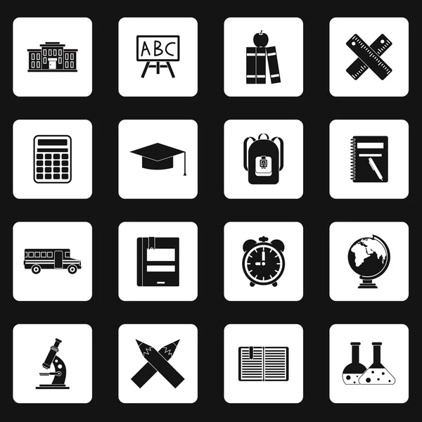 Conjunto de iconos escolares, estilo simple — Vector de stock