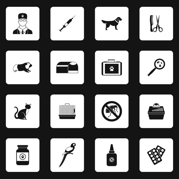 Conjunto de iconos veterinarios, estilo simple — Vector de stock