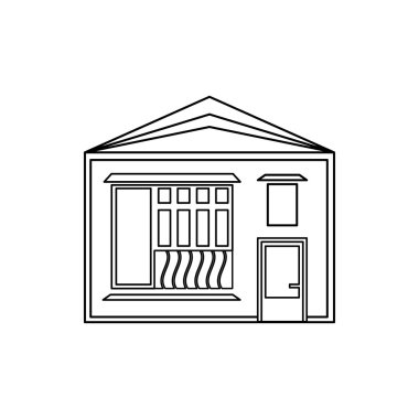 Eğimli çatı simgesi olan tek katlı ev