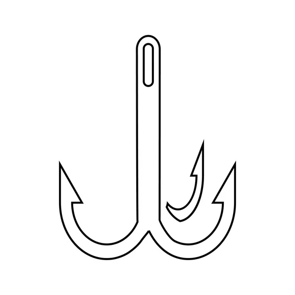 Triple icono de anzuelo de pescado, estilo de esquema — Vector de stock