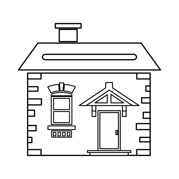 Μονοκατοικία με στέγη και η καμινάδα εικονίδιο, στυλ διάρθρωσης — Διανυσματικό Αρχείο