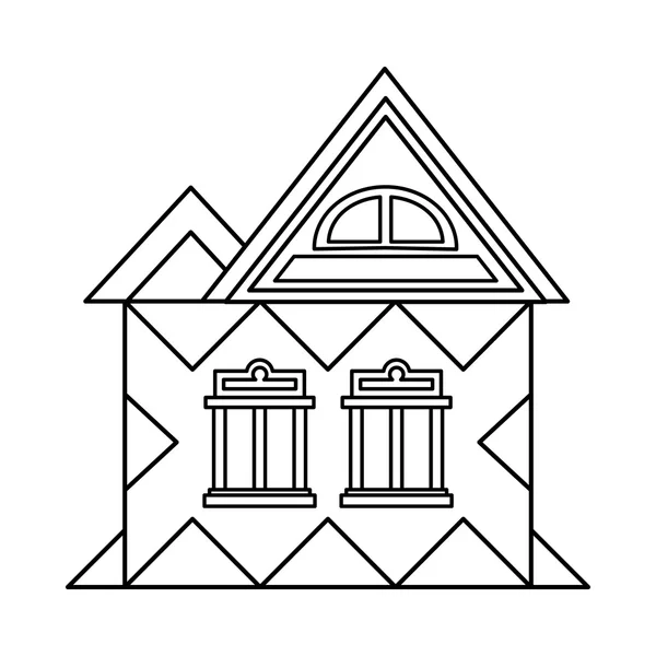 Dům s podkroví ikonou, styl osnovy — Stockový vektor