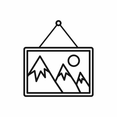 Duvar simgesini, anahat stili bir çerçeve içinde resim