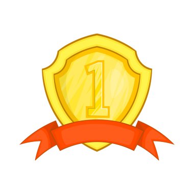 Kazanan etiket kırmızı kurdele simgesi, karikatür tarzı ile