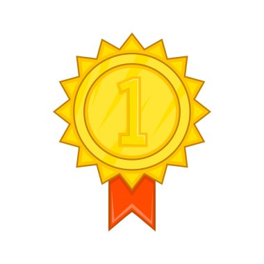 Galibi altın rozet simge, karikatür tarzı