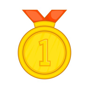 İlk simgesi yerleştir, karikatür tarzı altın madalya