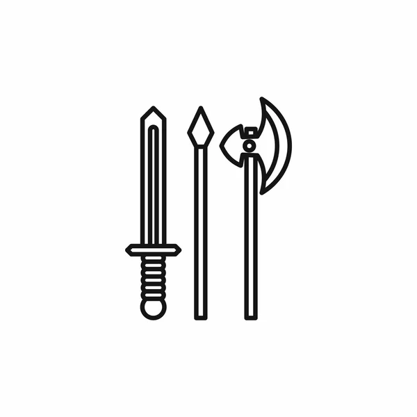 Icona delle armi medievali, stile contorno — Vettoriale Stock