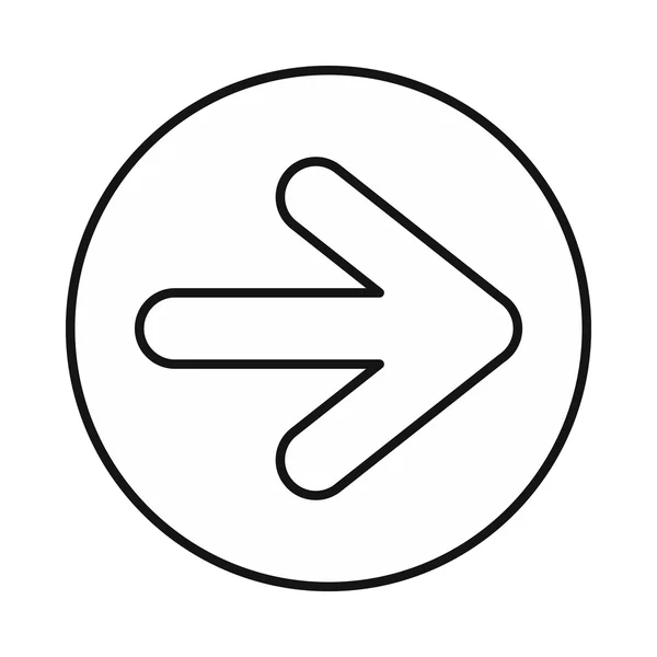 Bouton avec flèche icône droite, style contour — Image vectorielle