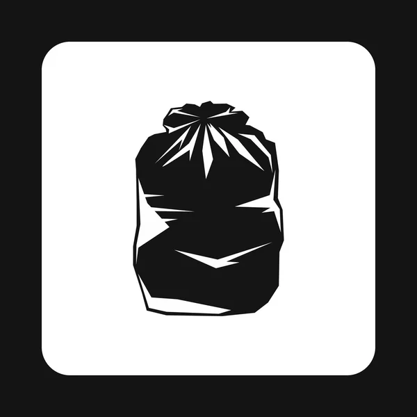 Icono de bolsa de basura negra, estilo simple — Vector de stock