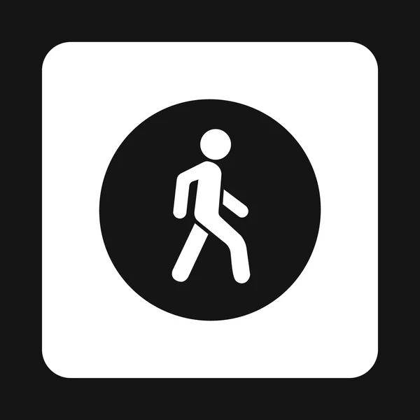 Человек на иконе пешеходного перехода, простой стиль — стоковый вектор