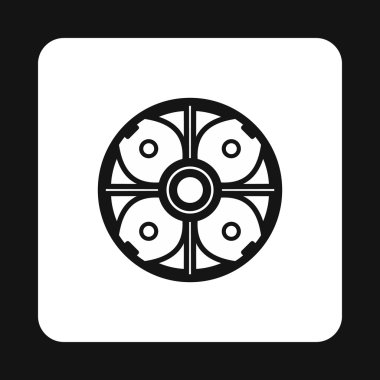 Yuvarlak savaş kalkan simgesi, basit tarzı