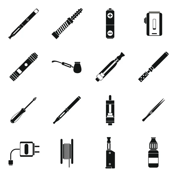 Vaping iconen set, eenvoudige stijl — Stockvector