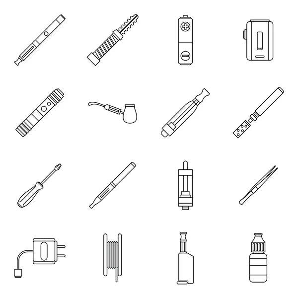 VAPE Icons Set, Umriss-Stil — Stockvektor