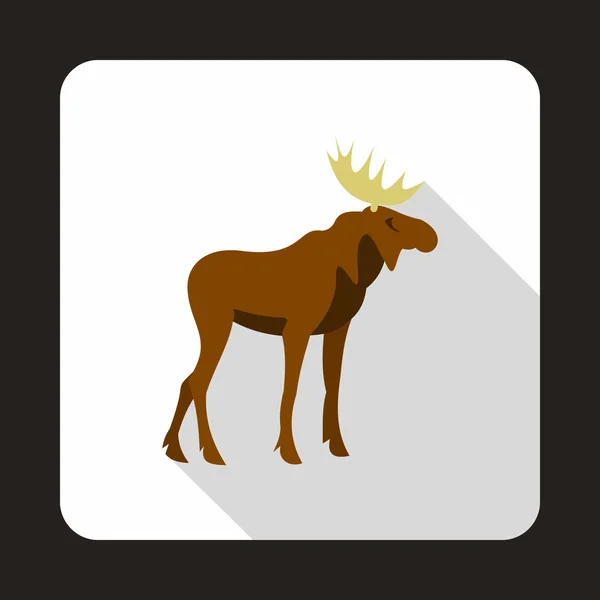 Elk icon, flat style — Stock Vector