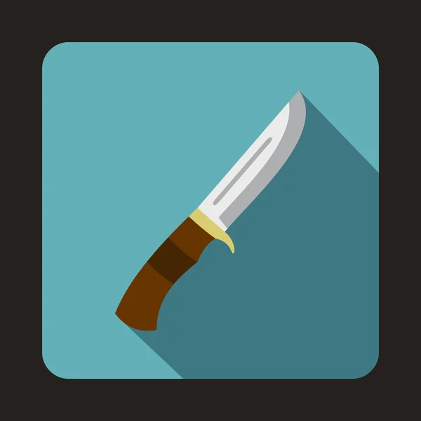 Ícone de faca de caça, estilo plano — Vetor de Stock