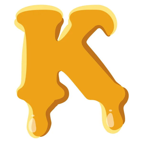 Letra K del icono de la miel — Vector de stock