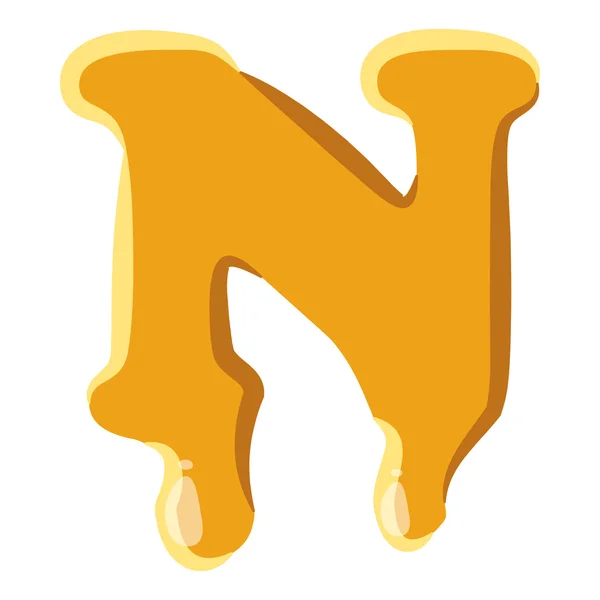 Letra N del icono de miel — Vector de stock