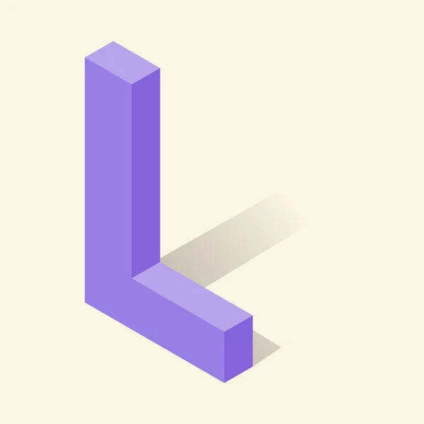 L brev i isometrisk 3d-stil med skugga — Stock vektor