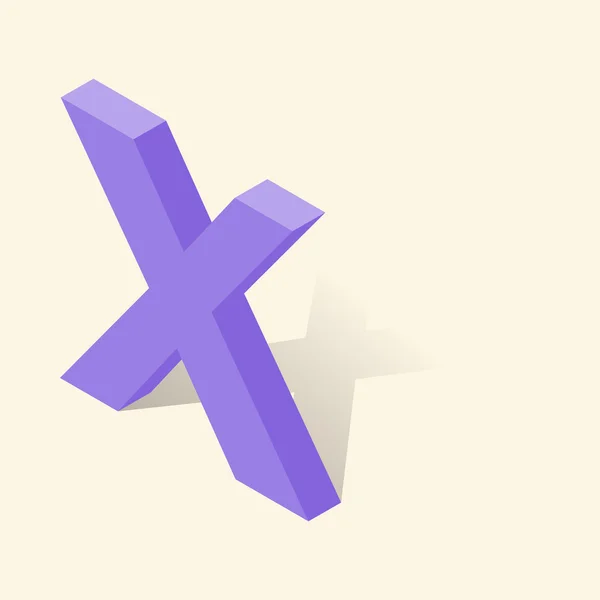 X brev i isometrisk 3d-stil med skugga — Stock vektor