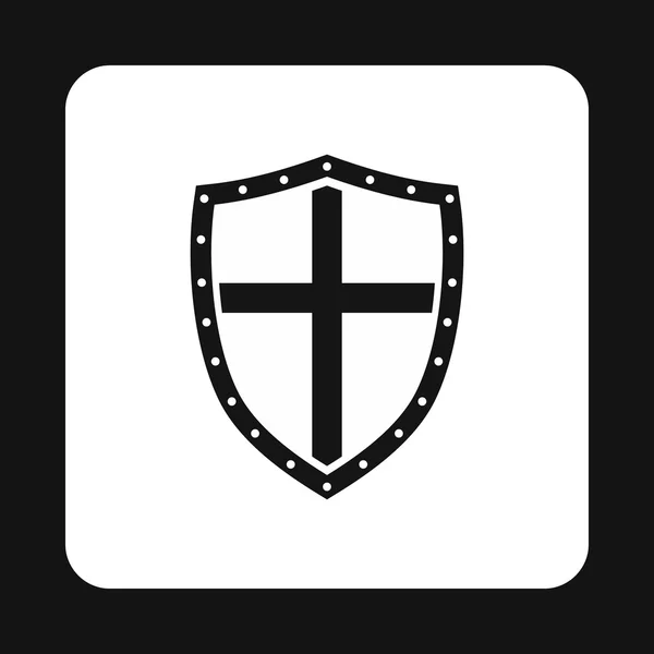 Escudo de combate con icono de la cruz, estilo simple — Vector de stock