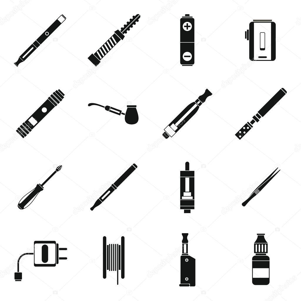 Vaping icons set, simple style