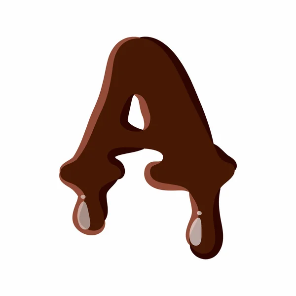 Bokstaven A från latinska alfabetet gjort av choklad — Stock vektor
