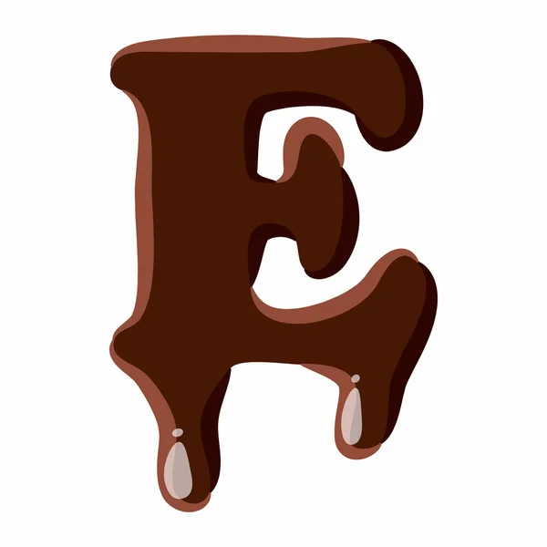 Latin alfabesinden E harfi çikolatadan yapılmış — Stok Vektör