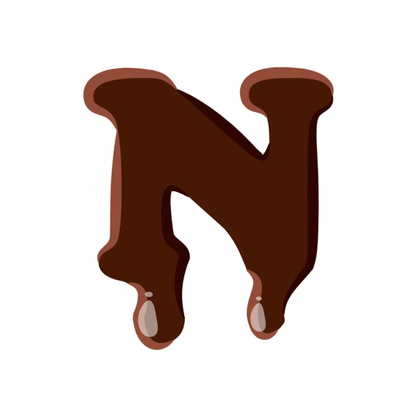 Letra N del alfabeto latino de chocolate — Vector de stock