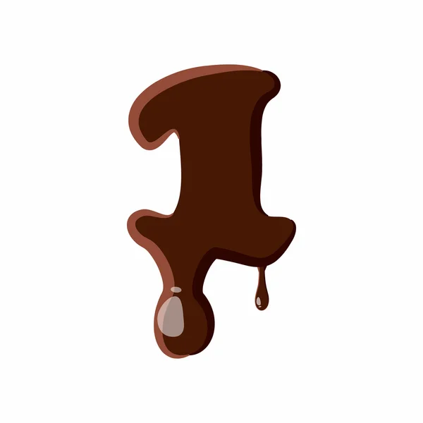 Número 1 del alfabeto latino hecho de chocolate — Vector de stock