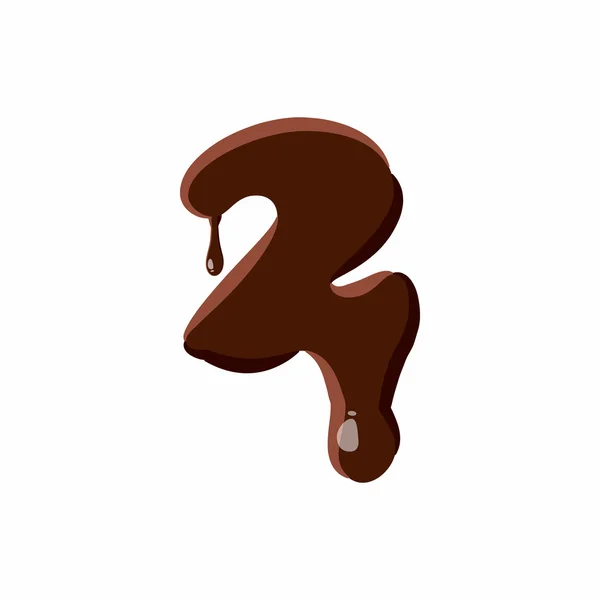 Número 2 del alfabeto latino hecho de chocolate — Vector de stock