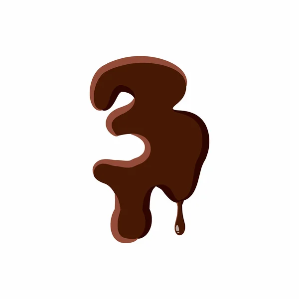 Nomor 3 dari alfabet latin yang terbuat dari coklat - Stok Vektor
